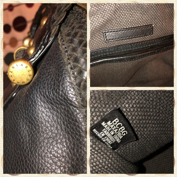 BCBG MAX Leather Satchel zipper top - Picture 6 of 7
